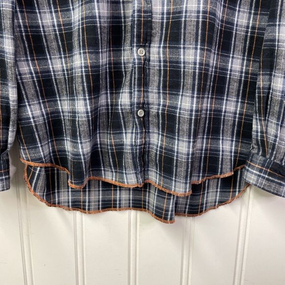 Carbon 2 Cobalt Men Long Sleeve Button Plaid Check Cotton Flannel Shirt Size L - Picture 5 of 8